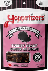 Yappetizers One Ingredient Turkey Heart Dog Treats, 85-g bag