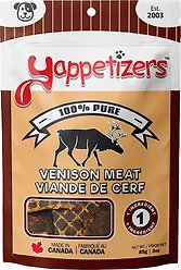Yappetizers One Ingredient Venison Meat Dog Treats, 85-g bag