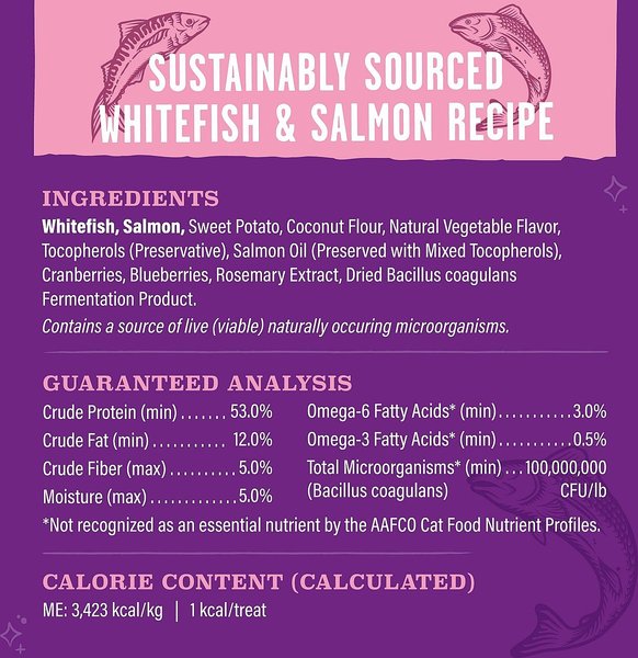 Show full view: Stella & Chewy's Meowfulls Whitefish & Salmon Recipe Grain-Free Freeze-Dried Cat Treats, 1.5-oz bag slide 7 of 9