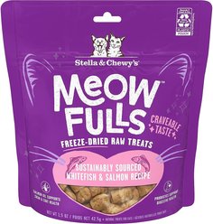 Stella & Chewy's Meowfulls Whitefish & Salmon Recipe Grain-Free Freeze-Dried Cat Treats, 1.5-oz bag
