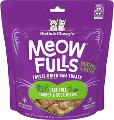 Stella & Chewy's Meowfulls Turkey & Duck Recipe Grain-Free Freeze-Dried Cat Treats, 1.5-oz bag