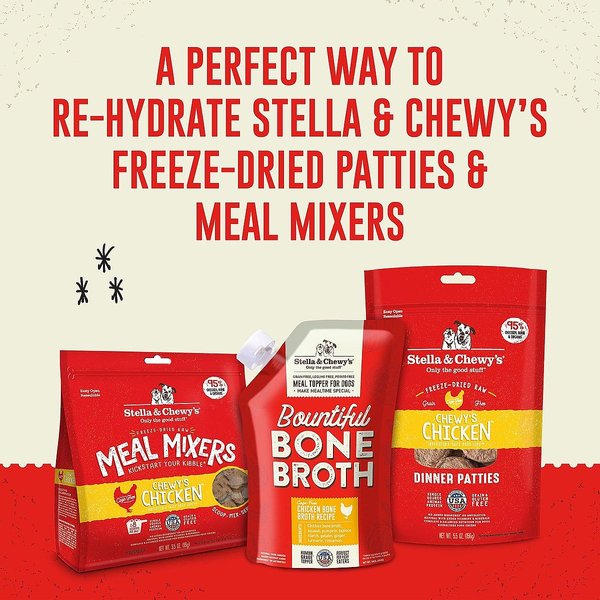Show full view: Stella & Chewy's Bountiful Bone Broth Cage-Free Chicken Recipe Meal Dog Food Topper, 16-oz pouch slide 4 of 10