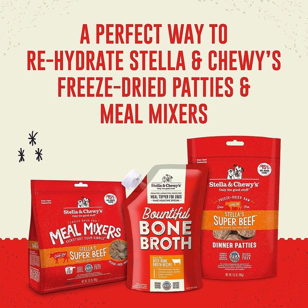Show full view: Stella & Chewy's Bountiful Bone Broth Grass-Fed Beef Recipe Meal Dog Food Topper, 16-oz pouch slide 4 of 10