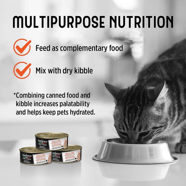 Show full view: Nutrience Trattoria Chicken with Ham Shreds Wet Cat Food, 70-g can, case of 24 slide 6 of 8