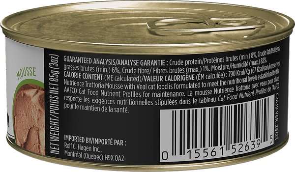Show full view: Nutrience Trattoria with Veal Mousse Wet Cat Food, 85-g can, case of 24 slide 3 of 8
