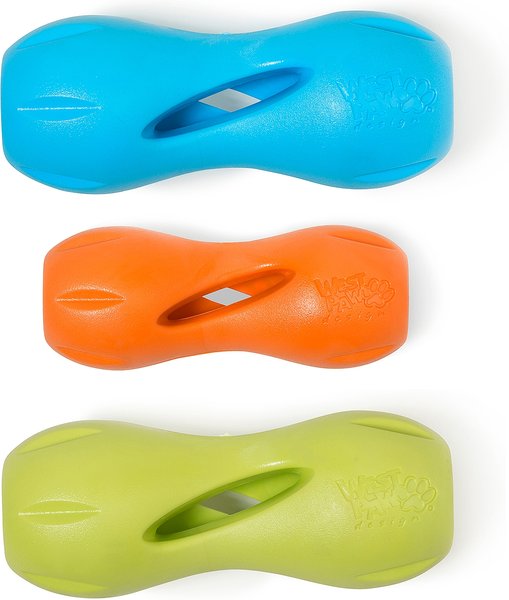 Show full view: West Paw Qwizl Tough Treat Dispensing Dog Chew Toy, Granny Smith, Large slide 3 of 6