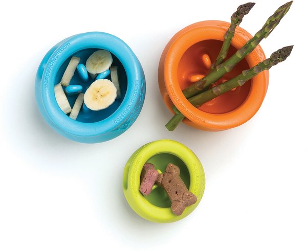 Show full view: West Paw Zogoflex Toppl Tough Treat Dispensing Dog Chew Toy, Aqua Blue, Large slide 5 of 9