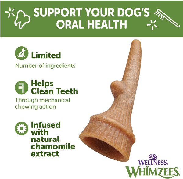 Show full view: WHIMZEES by Wellness Occupy Antler Dental Chews Natural Grain-Free Dental Dog Treats, Medium, 12 count slide 4 of 10