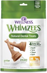 WHIMZEES by Wellness Occupy Antler Dental Chews Natural Grain-Free Dental Dog Treats, Medium, 12 count