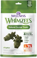 WHIMZEES by Wellness Alligator Dental Chews Natural Grain-Free Dental Dog Treats, Large, 6 count