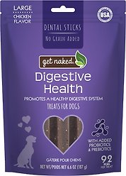 Get Naked Digestive Health Grain-Free Dental Stick Dog Treats, Large, 6 count