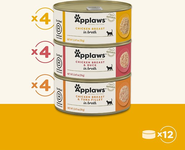 Show full view: Applaws Chicken Pack in Broth Limited Ingredient Canned Wet Cat Food, 2.47-oz can, case of 12 slide 8 of 10