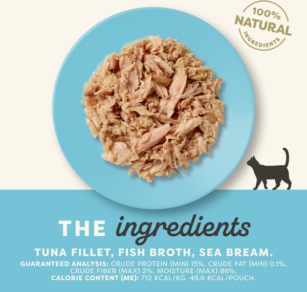 Show full view: Applaws Natural Tuna Fillet with Sea Bream in Broth Wet Cat Food, 2.47-oz pouch, case of 12 slide 3 of 9