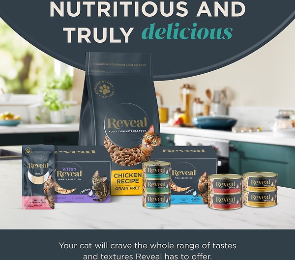 Show full view: Reveal Natural Grain-Free Chicken Breast & Cheese in Broth Flavored Wet Cat Food, 2.47-oz can, case of 24 slide 7 of 11