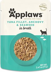 Applaws Tuna with Whole Anchovy & Seaweed Bits in Broth Wet Cat Food, 2.47-oz, case of 12