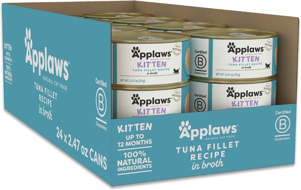 Show full view: Applaws Tuna Fillet in Broth Wet Kitten Food, 2.47-oz can, case of 24 slide 8 of 10
