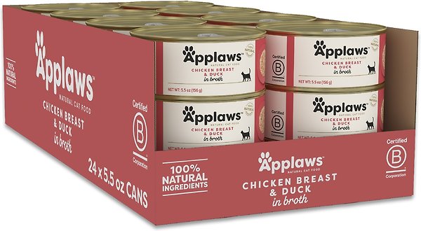 Show full view: Applaws Chicken Breast with Duck in Broth Wet Cat Food, 5.5-oz can, case of 24 slide 8 of 10
