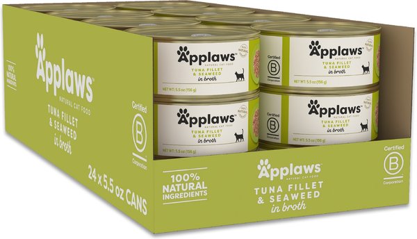 Show full view: Applaws Tuna Fillet with Seaweed Canned Cat Food, 5.5-oz can, case of 24 slide 8 of 10