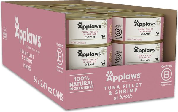 Show full view: Applaws Tuna Fillet with Shrimp Canned Cat Food, 2.47-oz can, case of 24 slide 8 of 10
