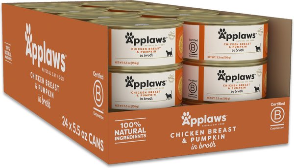 Show full view: Applaws Chicken Breast with Pumpkin Canned Cat Food, 5.5-oz can, case of 24 slide 8 of 9