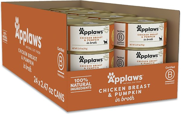Show full view: Applaws Chicken Breast with Pumpkin Canned Cat Food, 2.47-oz can, case of 24 slide 8 of 9