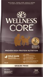 Wellness CORE Grain-Free Wild Game Duck, Lamb Meal, Boar & Rabbit Recipe Natural Dry Dog Food, 5.44-kg bag