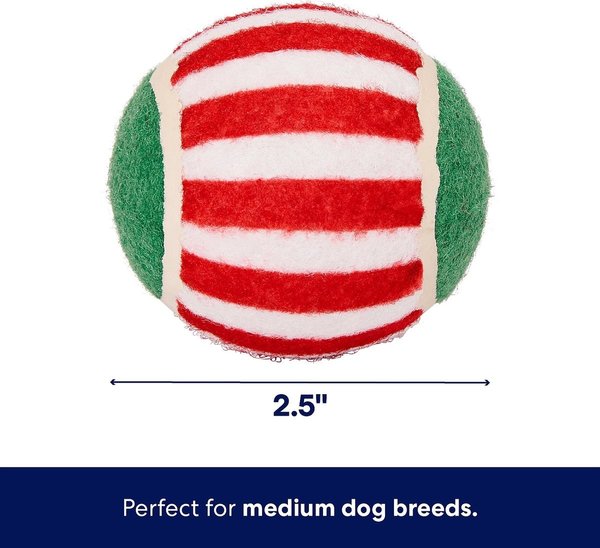 Show full view: Frisco Holiday Wreath Fetch Squeaky Tennis Ball Dog Toy, Medium, 8 count slide 3 of 8