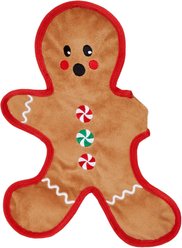 Frisco Holiday Gingerbread Man Flat Plush Squeaky Dog Toy, Medium/Large