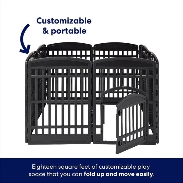 Show full view: Frisco 8-Panel Plastic Exercise Dog Playpen, Black slide 4 of 10