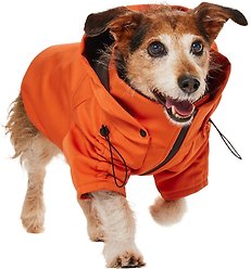 Frisco Bonded Wind & Water Resistant Dog & Cat Coat With Removable Hood, Orange, Medium