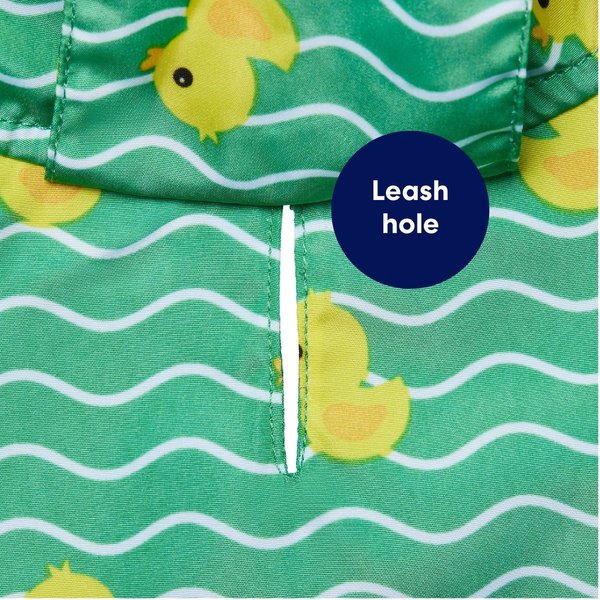 Show full view: Frisco Lightweight Rubber Ducky Dog Raincoat, Green, X-Large slide 5 of 8