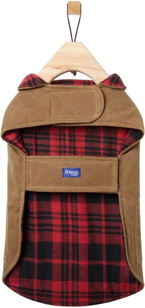Show full view: Frisco Mediumweight Waxed Canvas Dog & Cat Flannel Lined Coat, Tan, X-Small slide 5 of 10