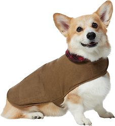 Frisco Mediumweight Waxed Canvas Dog & Cat Flannel Lined Coat, Tan, Large