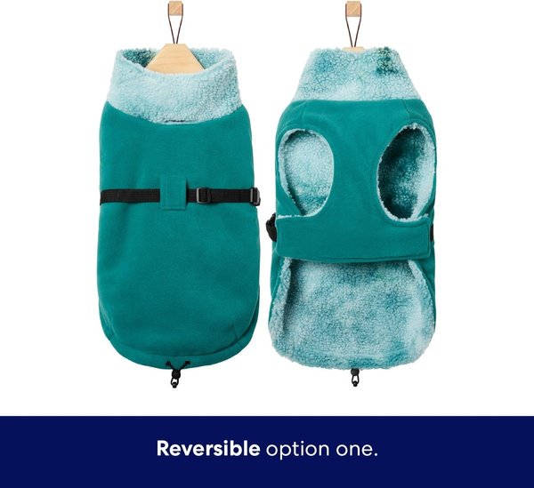 Show full view: Frisco Mediumweight Reversible Two-Tone Fleece and Sherpa Dog & Cat Vest, Teal, XX-Large slide 3 of 9