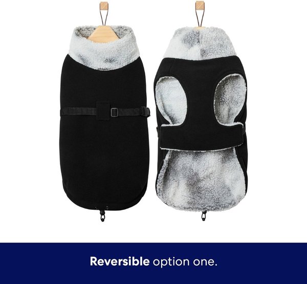 Show full view: Frisco Mediumweight Reversible Two-Tone Fleece and Sherpa Dog & Cat Vest, Black, Large slide 3 of 9