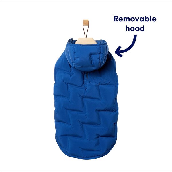 Show full view: Frisco Mediumweight Quilted Dog & Cat Puffer with Removable Hood, Blue, Medium slide 4 of 10