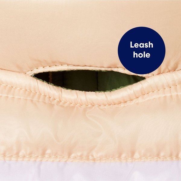 Show full view: Frisco Lightweight Reversible Striped Packable Dog & Cat Puffer, Cream, Medium slide 6 of 9