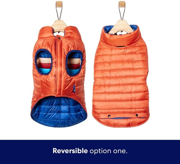 Show full view: Frisco Lightweight Reversible Striped Packable Dog & Cat Puffer, Navy, XX-Large slide 3 of 8