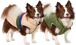 Frisco Lightweight Reversible Striped Packable Dog & Cat Puffer, Cream, Medium