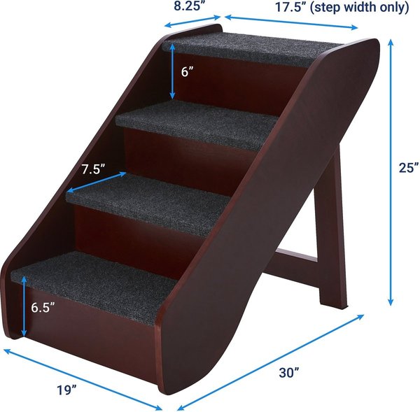 Show full view: Frisco Deluxe Foldable Wooden Carpeted Cat & Dog Stairs, Brown, X-Large slide 3 of 6