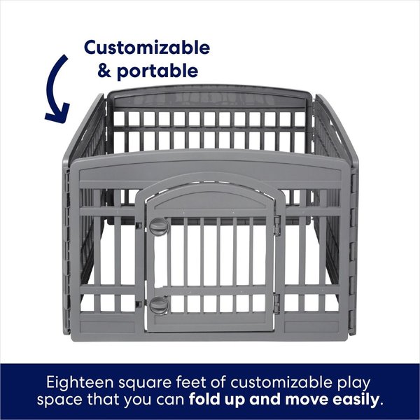 Show full view: Frisco 4-Panel Plastic Dog Exercise Playpen with Door, 24-in H, Gray slide 5 of 10