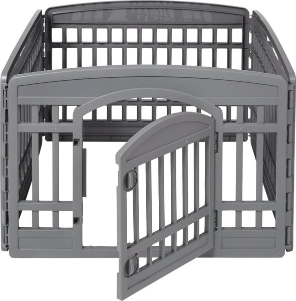 Show full view: Frisco 4-Panel Plastic Dog Exercise Playpen with Door, 24-in H, Gray slide 4 of 10