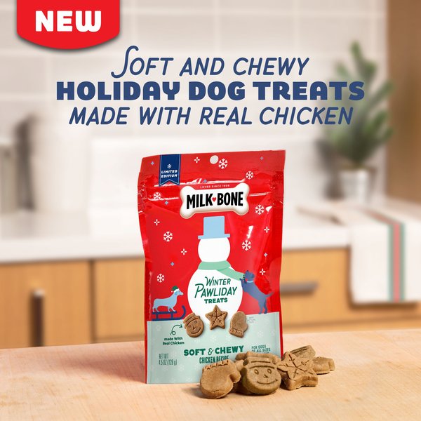 Show full view: Milk-Bone Soft & Chewy Chicken Pawliday Winter Shapes Dog Treats, 128-g bag slide 4 of 5