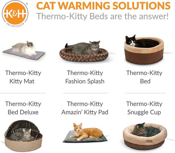 Show full view: K&H Pet Products Thermo-Kitty Bed Indoor Heated Cat Bed, Sage, Small slide 9 of 10