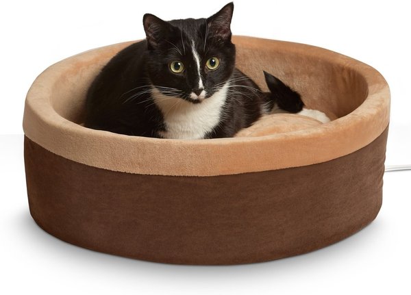 K&H PET PRODUCTS Thermo-Kitty Cat Bed, Mocha, Large
