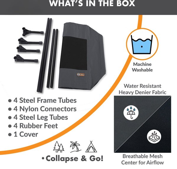 Show full view: K&H Pet Products Original Steel Frame Pet Cot Elevated Dog Bed, Charcoal/Black, Large slide 8 of 10