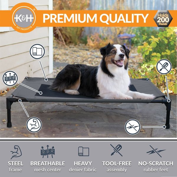 Show full view: K&H Pet Products Original Steel Frame Pet Cot Elevated Dog Bed, Charcoal/Black, Large slide 3 of 10
