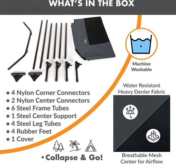 Show full view: K&H Pet Products Original Steel Frame Pet Cot Elevated Dog Bed, Charcoal/Black, X-Large slide 8 of 10