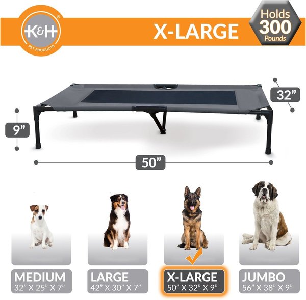 Show full view: K&H Pet Products Original Steel Frame Pet Cot Elevated Dog Bed, Charcoal/Black, X-Large slide 4 of 10