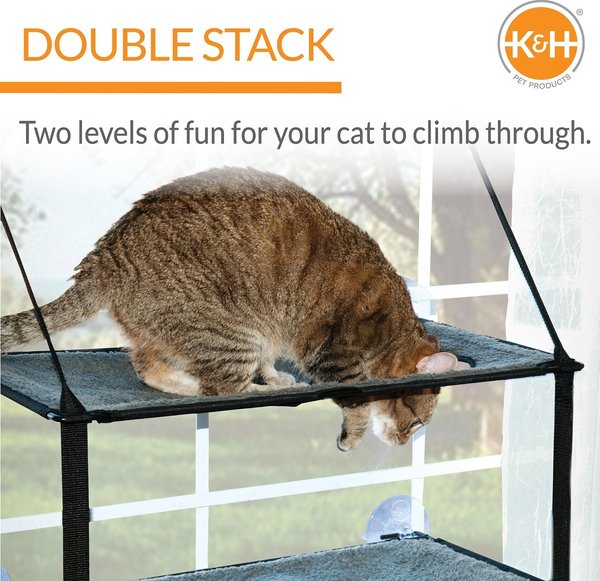 Show full view: K&H Pet Products EZ Mount Double Stack Kitty Sill Cat Window Perch, Gray slide 3 of 10
